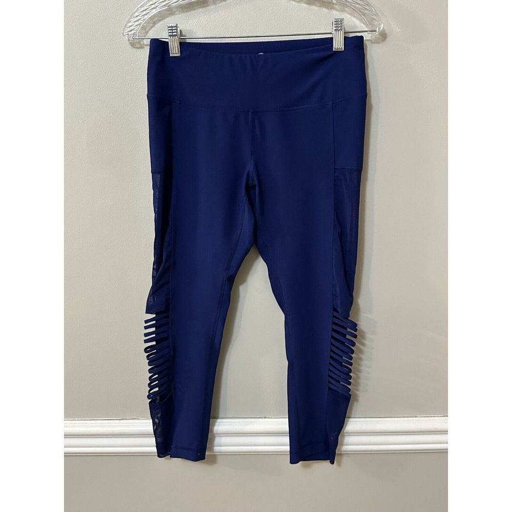 90 Degree by Reflex Womens Yoga Pants Leggings Blue Cropped Nylon Stretch Size M